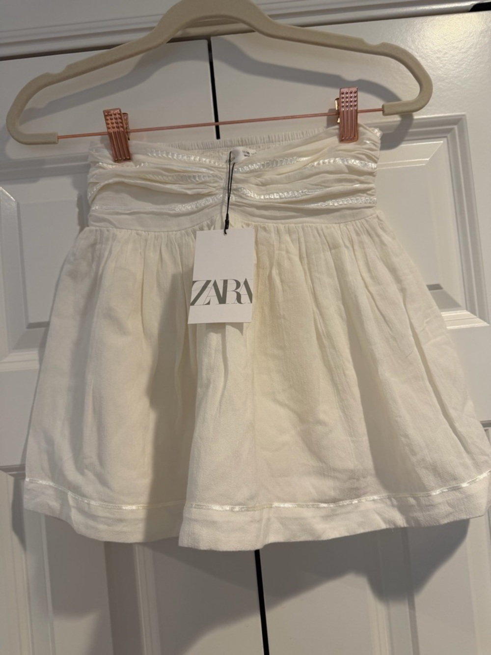 ZARA Girls Cream Gathered Waist Circle Skirt, size 10, NWT